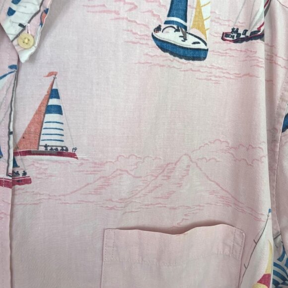 Reyn Spooner Mens Shirt Pink Size XL Button Front Sailboat Print Pure Cotton - Picture 5 of 11